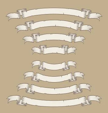 Papyrus Scroll Curved Center Uwards n Downwards Four Sizes 1 Stock Illustration