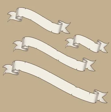 Papyrus Scroll Curved Diagonal Four Sizes 4 Stock Illustration