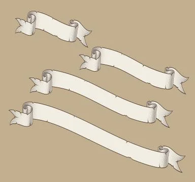 Papyrus Scroll Curved Diagonal Four Sizes 1 Stock Illustration