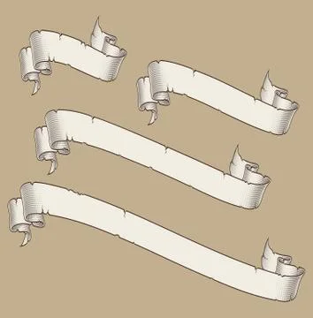 Papyrus Scroll Curved Diagonal Four Sizes 2 Stock Illustration