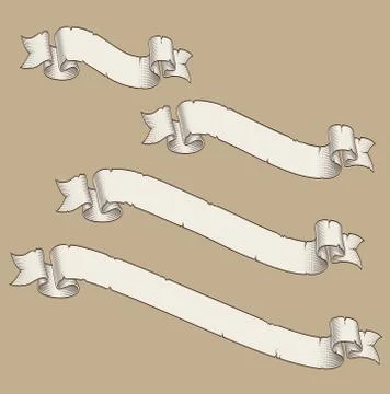 Papyrus Scroll Curved Diagonal Four Sizes  Stock Illustration