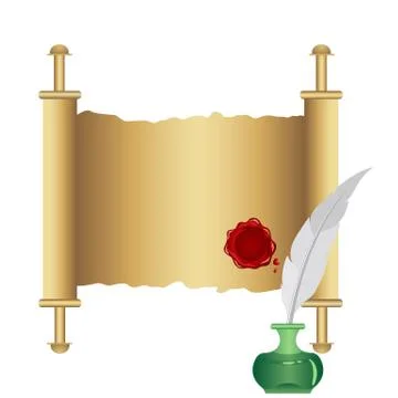 Papyrus scroll vector illustration isolated on white background. Stock Illustration