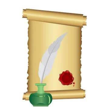 Papyrus scroll vector illustration isolated on white background. Illustrazione stock