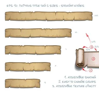 Papyrus Tittle Tag Five Sizes - Straight Edges Stock Illustration