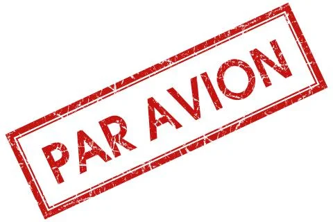 Par avion red square stamp Illustrazione stock