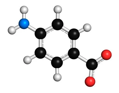 Para-aminobenzoic molecule Stock Illustration