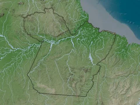 Para, Brazil. Elevation map colored in wiki style with lakes and rivers 库存插图