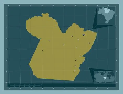 Para, Brazil. Solid color shape. Locations of major cities of the region 库存插图