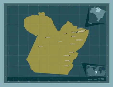 Para, Brazil. Solid. Labelled points of cities Stock Illustration