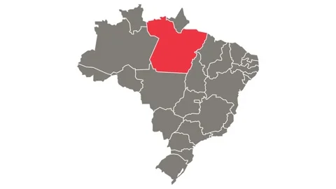 Para federative unit blinking red highlighted in map of Brazil 스톡 동영상 156189276