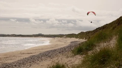 Para-glider flies at the beach Video stock 79628604