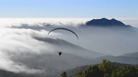 Para glider float over beautiful valley (effect) Stock Footage 35849510
