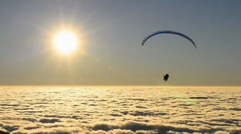 Para glider float over beautiful mist (effect) Stock Footage 35850245
