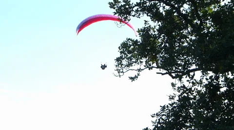 Para Glider Hang Gliding flying Rhine valley Boppard Rhineland-Palatinate Stock Footage 31746265