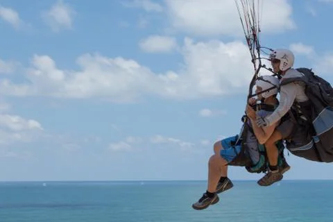 Para-gliding flight. Stock Photos
