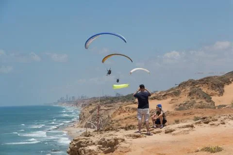 Para-gliding flight. Stock Photos