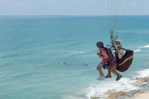 Para-gliding flight. Foto stock