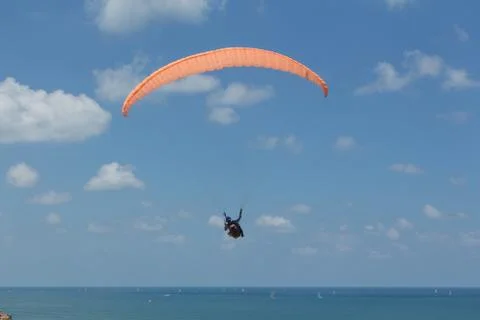 Para-gliding flight. Foto stock
