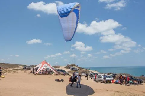 Para-gliding flight. Foto stock