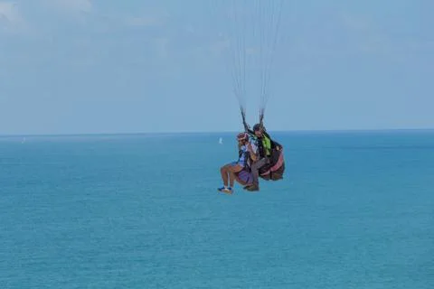 Para-gliding flight. Foto stock