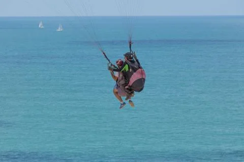Para-gliding flight. Foto stock