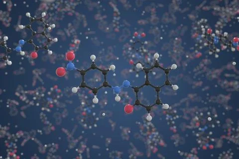 Para red molecule, scientific molecular model, 3d rendering Illustrazione stock