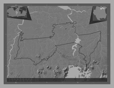 Para, Suriname. Bilevel elevation map with lakes and rivers Stock Illustration