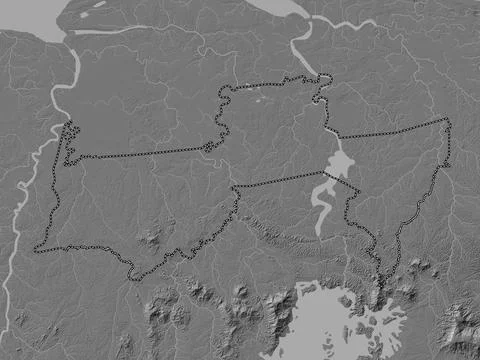 Para, Suriname. Bilevel elevation map with lakes and rivers 库存插图