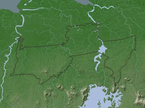 Para, Suriname. Elevation map colored in wiki style with lakes and rivers 库存插图