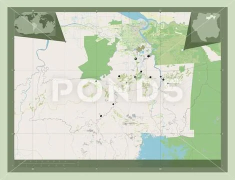 Para, Suriname. Open Street Map. Locations of major cities of the ...