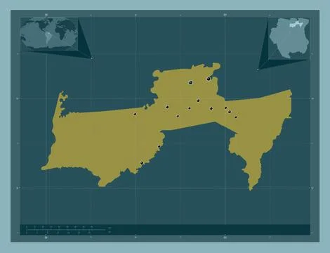 Para, Suriname. Solid color shape. Locations of major cities of the region イラスト素材