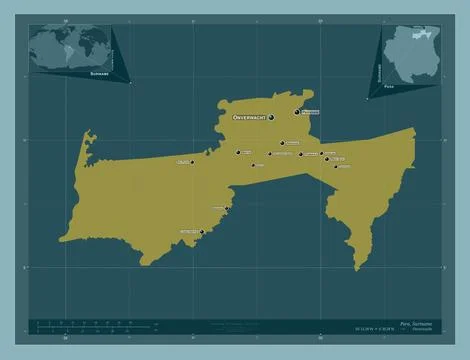 Para, Suriname. Solid. Labelled points of cities 스톡 일러스트