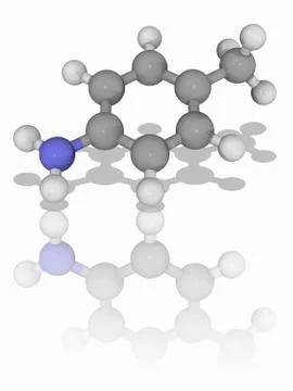 Para-toluidine organic compound molecule Illustrazione stock