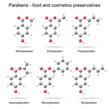 Parabens -  preservatives, 3d models Stock Illustration