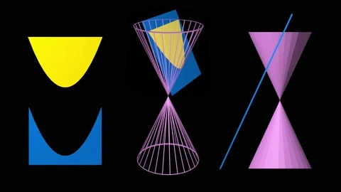 Parabola conic cross sections  . 3d animation rendering Stock Footage 140896863