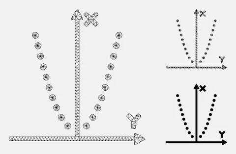 Parabole Plot Vector Mesh 2D Model and Triangle Mosaic Icon Illustrazione stock