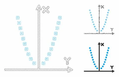 Parabole Plot Vector Mesh 2D Model and Triangle Mosaic Icon Illustrazione stock