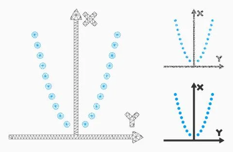 Parabole Plot Vector Mesh Network Model and Triangle Mosaic Icon Ilustración de archivo