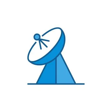 Parabolic Antenna concept vector blue icon or symbol Stock-Illustration