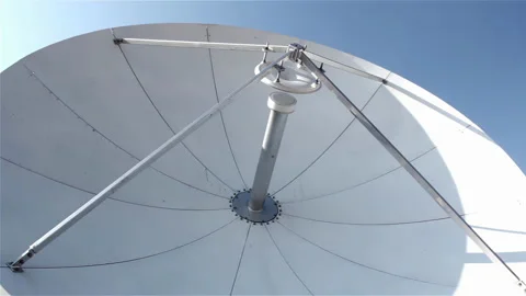 Parabolic Antenna For Television Broadcasting Under Sunny Sky - 4K Stock Footage 154835212