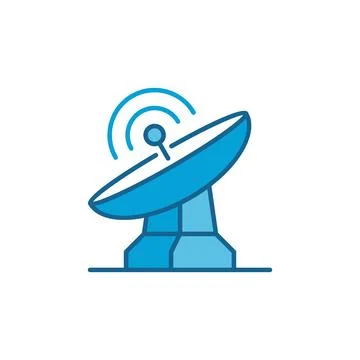 Parabolic Satellite Antenna Tower vector colored icon Illustrazione stock