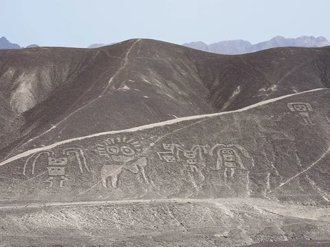 The Paracas Family in the Palpa Lines near Nazca in Peru Stock Footage