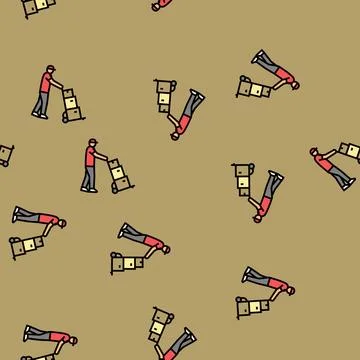 Paracel courier vector seamless pattern 스톡 일러스트