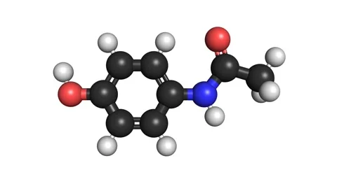 Paracetamol acetaminophen medication molecule 3D render chemical structure 4K Stock-Footage 154630423
