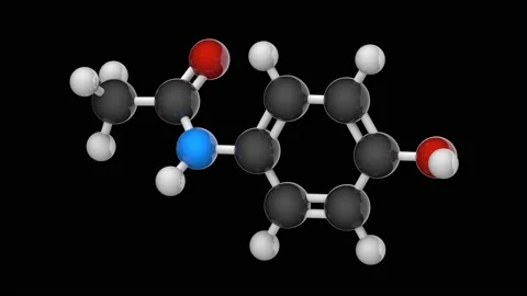 Paracetamol. C8H9NO2. Seamless loop. RGB + Alpha (Transparent) channel Stock Footage 154230684