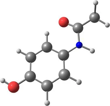 Paracetamol molecular model Stock Illustration