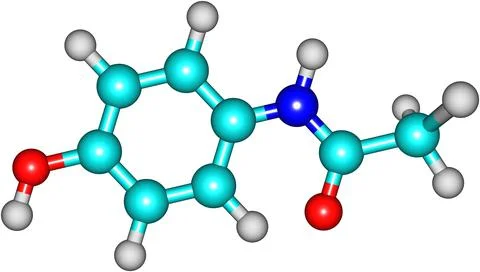 Paracetamol molecular model Stock Illustration