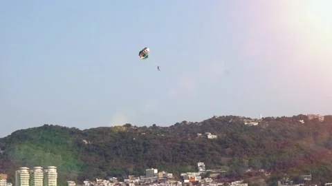 Parachute activity on Acapulco Beach Stock Footage 201447831