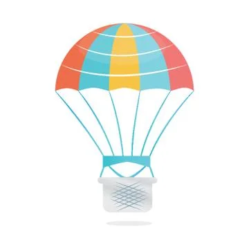 Parachute With Basket Illustrazione stock