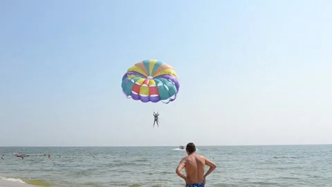 Parachute, beach Stock Footage 217953376